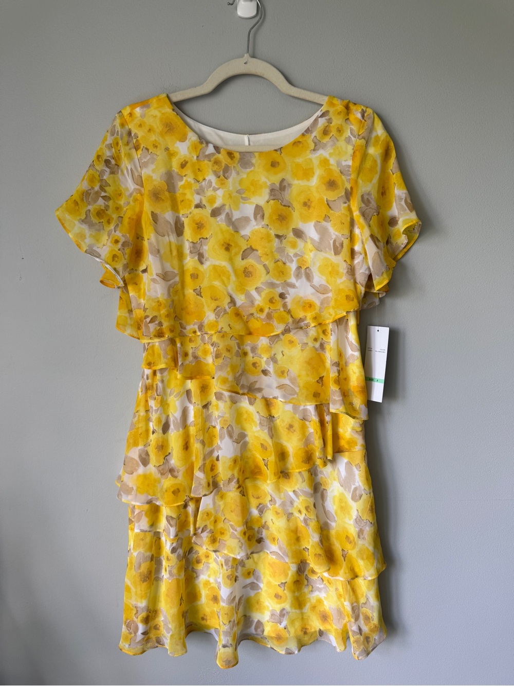 Sunlit Floral Tiered Mini Dress - Yellow